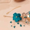 Tiara Headband Aramada com flores e pedrarias azuis ref. lm0237