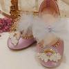 Sapatilha modelo Boneca na cor lilás com Fecho lateral e bordado arco -íris ref. lm0578