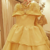 Dress amarelo Realeza com plumas Sob-Medida de 1 à 12 anos ref. lm0602