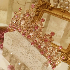 Tiara coroa coleção Leonor de Lencastre com Cristais rosa REF. lm0601 - comprar online