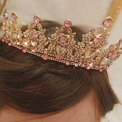Imagem do Tiara coroa coleção Leonor de Lencastre com Cristais rosa REF. lm0601