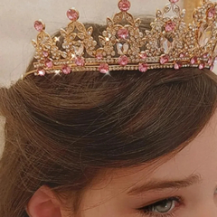 Tiara coroa coleção Leonor de Lencastre com Cristais rosa REF. lm0601 - loja online