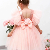 Dress Vintage rosa com mangas de tule Sob-Medida 1 à 12 anos ref. lm0626
