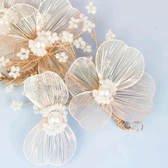 Grinalda dourada Aramada com flores e pérolas REF. lm0668 - loja online