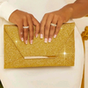 Bolsa Clutch Dourada Glamour Glitter ref. lm0683