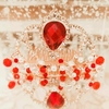 Imagem do Coroa no pente com cristais vermelho e strass dourado ref. lm0411