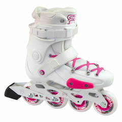 Patins FRJ 76 WHITE PINK - (Ajustável 38br ao 40br) Com Freio