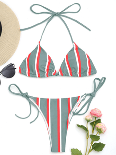 Zaful - Halter Striped String Bikini Set - comprar online