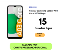 Celular Samsung Galaxy A03 Core 32GB Negro oferta exclusiva Electrolibertad