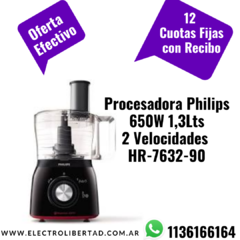 Procesadora Philips 650W 1,3Lts 2 Velocidades HR-7632-90 Electrolibertad