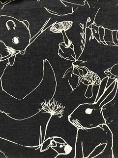 LINO ALGODON NEGRO PRINT BOTANICA - comprar online