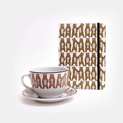 KIT INSPIRACION · TAZA & PLATO + CUADERNO OSOS MARRON