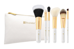 Bright White - 6 Piece Brush Set with Cosmetic Bag