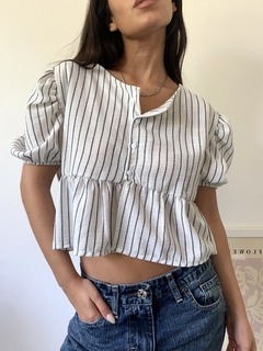 Imagen de Blusa Ofelia Lino Rayado (Cm1522)