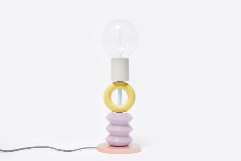 Lámpara de mesa Tótem - 4 módulos: - Rosa, lila, amarillo, menta y natural.