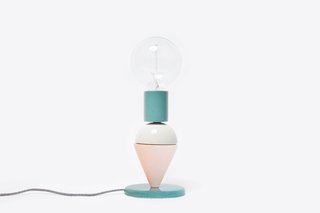 Lámpara de mesa Tótem - 4 módulos: - Menta, rosa y natural.