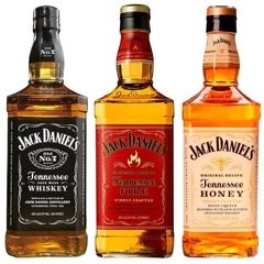Whisky Selección Pack 1 Jack Daniels N7 + 1 Honey + 1 Fire Origen Usa.