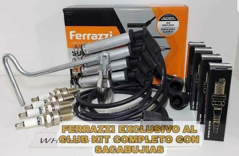 Kit Cables de bujias Ferrazzi con bujias Hescher para versiones 8V con sacabujias