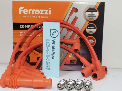 Kit cables Ferrazzi naranja 9mm con bujias 2 electrodos para Chevrolet Vectra versiones 16V