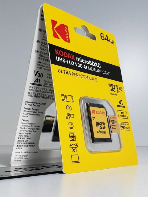 Micro SD 64GB Kodak UHS-I U3 V30 A1 V30 Clase 10 4K Ultra HD