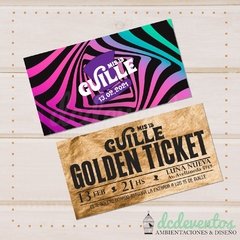50 Invitaciones ticket dorado - comprar online