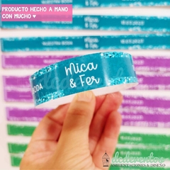 Pulseras diseño glitter para casamientos (ELEGI LA CANTIDAD) - DCD Eventos® - Casamientos y fiestas temáticas