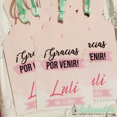 50 Mini tags tarjetas souvenirs gracias por venir - DCD Eventos® - Casamientos y fiestas temáticas