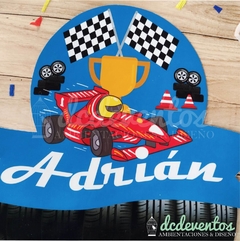 Topper para torta personalizado temática carrera de autos