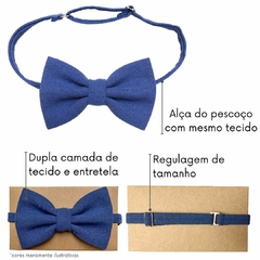 Gravata Borboleta Linho Reciclado Azul Índigo - loja online