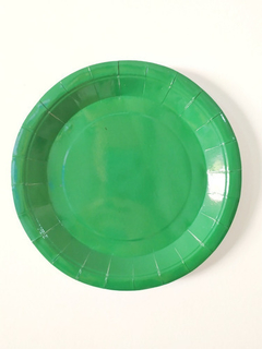 Plato Polipapel Postre Verde Selva 18 cm x8 Unid