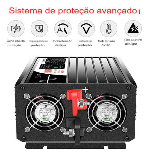 Inversor De Tensão 1500w Pico 3000w 12v 220v/v Onda Pura