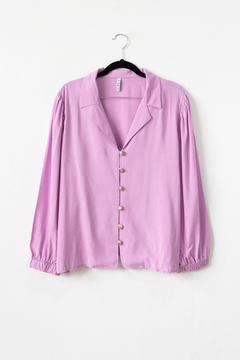 Blusa JULIANA, Blusa con solapa, botones marmolados y puño con elástico - tienda online