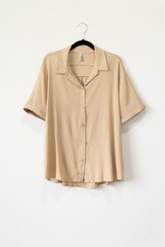 Camisa TATIANA, Camisa básica de lino elastizado manga corta - comprar online