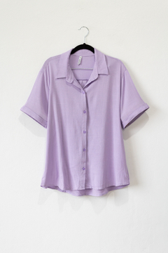 Camisa TATIANA, Camisa básica de lino elastizado manga corta - SYES | Mayorista