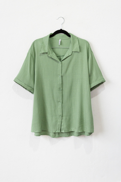 Camisa TATIANA, Camisa básica de lino elastizado manga corta
