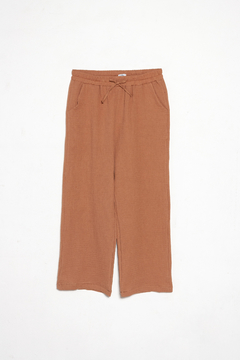 Pantalón Milena, Pantalón corto rustico con lazo en cintura y elástico. - tienda online
