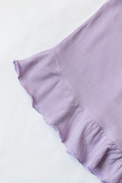 Imagen de Short AISHA, Short de lino estampado con cintura elástica y volados en diagonal