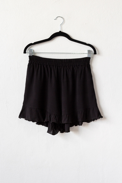 Short AISHA, Short de lino estampado con cintura elástica y volados en diagonal - comprar online
