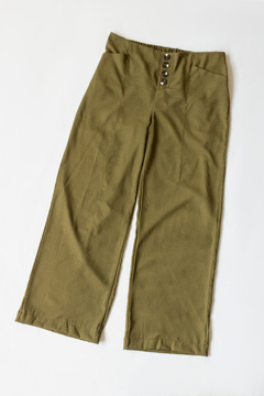 Imagen de Pantalón AFRODITA, Pantalón ancho de lino duro con botones para acceder y cintura elástica atrás