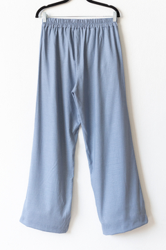 Pantalón AFRODITA, Pantalón ancho de lino duro con botones para acceder y cintura elástica atrás - tienda online