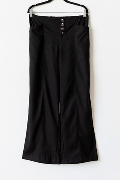 Pantalón AFRODITA, Pantalón ancho de lino duro con botones para acceder y cintura elástica atrás - comprar online