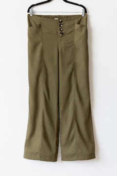 Pantalón AFRODITA, Pantalón ancho de lino duro con botones para acceder y cintura elástica atrás - SYES | Mayorista