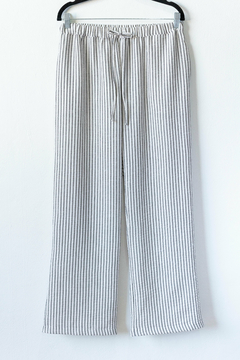 Pantalón SILVINA, Pantalón de lino rayado con bolsillos - comprar online