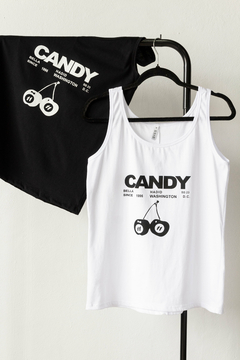 Musculosa MARIE, Musculosa de algodón con estampa Candy