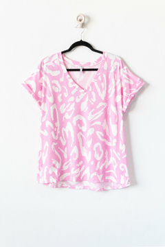 Remera MORA, Remera morley estampado, con manga dobladillada - comprar online