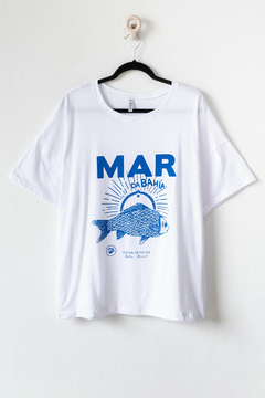 Remera ASTER, Remera con cuello de ribb, ESTAMPA PEZ // MAR DA BAHIA - comprar online