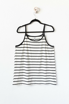 Musculosa VALERIE, Musculosa rayada con breteles de jersey negro - comprar online