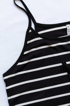 Imagen de Musculosa VALERIE, Musculosa rayada con breteles de jersey negro