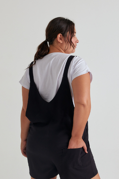 Mono corto ALISON, Mono corto de lino elastizado con bolsillos plaqué - tienda online