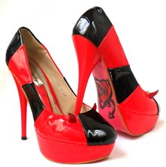 Devil Girl Red & Black Stilettos - Gabbie Custom Art